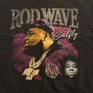 Rod Wave Soulfly  Men's XL Black Graphic Short Sleeve T-Shirt